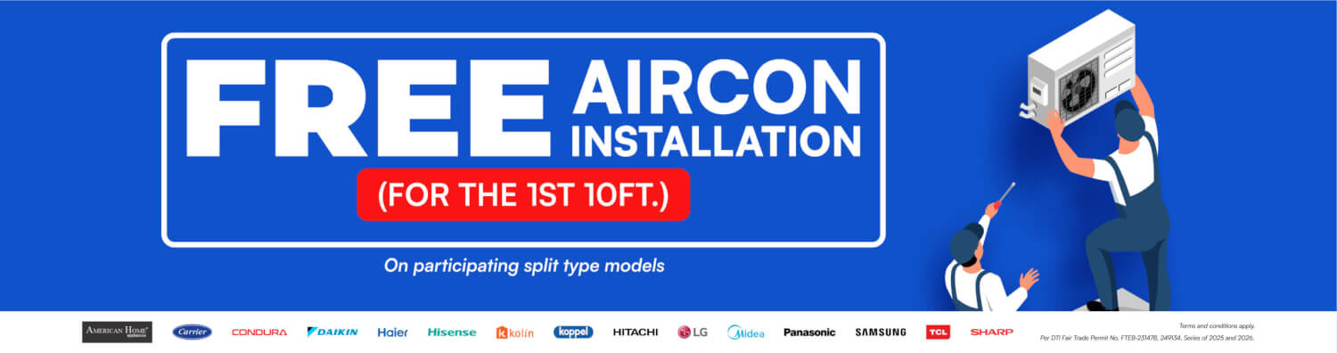 FREE aircon installation on selected split-type air conditioners